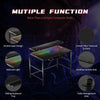 LED RGB Gaming Desk PC Computer Table Carbon Fibre Metal Racing Office Writing