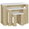 Living Room Modern Nesting Tables 3 pcs Oak and White Chipboard