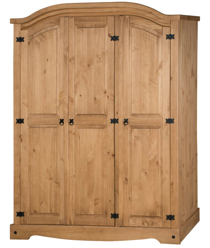 Corona Wardrobe 3 Door Arch Top Mexican Bedroom Solid Pine by Mercers Furniture