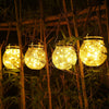LED Solar Lamp Cracked Glass Ball Hanging Light Outdoor Garden Yard Decor UK