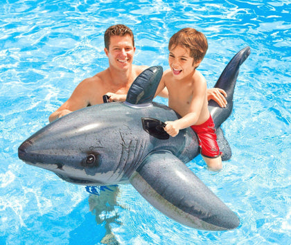 Intex Inflatable Great White Shark Rider Ride On Beach Toy Lilo Swim Pool Float