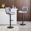 2x Grey Breakfast Bar Stools Velvet Swivel Gas Lift Chairs Kitchen Pub Chair New