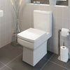 Close Coupled Bathroom Toilet Modern White Square Ceramic Soft Close Seat WC Pan