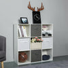 9 Cube Wooden White Bookcase Shelving Unit Display Storage Shelf w/Canvas Basket