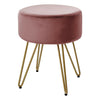 Velvet Pouffe Foot Stool Dressing Table Chair Bedroom Living Room Golden Legs UK