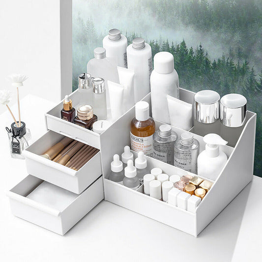 Dressing Table Makeup Cosmetic Organizer Case Storage Display Holder With Drawer