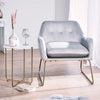 Velvet Armchair | Grey Accent Dressing Table Lounge Chair Metal Frame