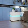 High Gloss Bedside Table Nightstand Cabinet Chest of 2 Drawer RGB LED Light Lamp