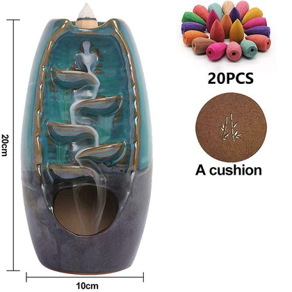 Ceramic Insense Burner Backflow Waterfall Insence Holder Cones Smoker Hold Catch