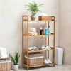 Floor Standing Bamboo Bookshelf Storage Unit Plant Stand Display Shelving Holder