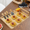 Large Natural Bamboo Cheese Board Set includes 4 Cheese Knives Cutting & Serving