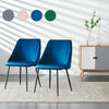 2PCS Dining Chairs Set Velvet Padded Seat Metal Leg Kitchen Chair Home Office