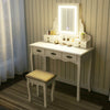 Dressing Table Makeup Desk Stool LED Mirror Vanity Set 7 Drawers Organizer White