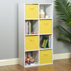 White 8 Cube Shelving Unit Furniture Shelf 4 Yellow Fabric Storage Box