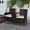 Outsunny Garden Rattan Companion Seat Outdoor Chair Table Set Patio Seat Bench