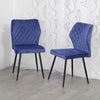 Set of 2 Velvet Dining Chairs Fabric High Back Black Metal Legs Retro Furniture