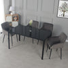 2PCS Modern Grey Velvet Fabric Upholstered Dining Chairs Armchairs Metal Legs