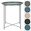 Folding Side Table Round Metal Tray Top Portable Coffee Night Stand