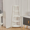 5 Tier Ladder Corner Shelf Storage Display Unit Wooden Stand Rack Home White UK