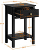 Black Side End Sofa Table Tall Wooden 1 Storage Drawer Open Shelf Telephone Unit
