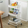 3-Tier Home Trolley Kitchen Storage Utility Cart 4 Wheels Rolling Unit 200lbs UK