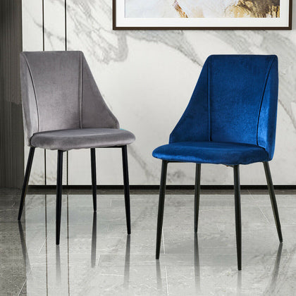 2/4/6 Modern Slope Dining Chairs Velvet Seat Metal Legs Home Kichen Chair Set UK