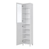 Modern White Tall Floor Cabinet Shelving Unit Narrow Bathroom Hallway Storage