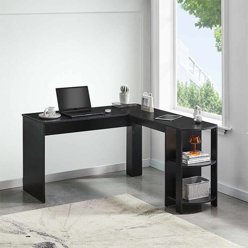 L-shaped Corner Computer Desk Table Workstation Shelves Home Office W ...
