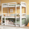 Triple Bunk Beds High Sleeper Kids Children Pine Wooden Bed Frame With Stairs