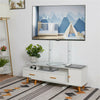 White No Drill Floor TV Stand Tall with Bracket Mount 32-100" Height Adjustable
