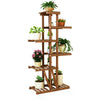 Climb 6-Tiered Carbonised Wood Plant Stand Flower Pot Rack Bonsai Display Bench