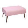Large Bench Stool Linen Upholstered Wooden Leg Footstool Coffee Table Pouffe