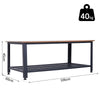 2-Tier Wooden Coffee Table Retro Industrial Style Side Desk Living Room
