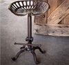 2x Adjustable Vintage Tractor Seat Bar Stool Rustic Cast Iron Industrial Chair
