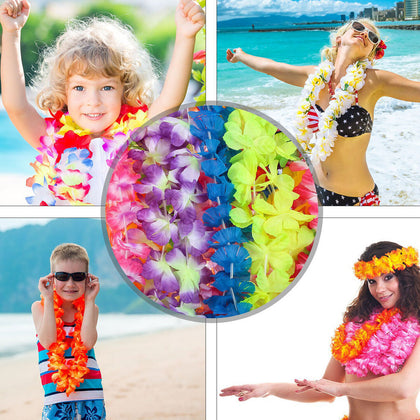 Garlands Hawaiian Flower Necklace 20/36/50 Lei Pack of Flower Beach Party Decor