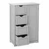 Bathroom Wood Cabinet Storage 4 Drawer 1 Door Free Standing Cupboard Unit White