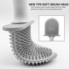 Silicone Toilet Brush with Toilet Brush Holder Set Wall-Mounted Cleaning Brush