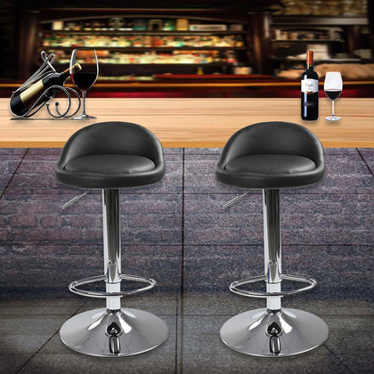 2* Bar Stool Leather PU Swivel Gas Lift Foot Rest Chair Kitchen Breakfast Seat