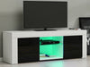 Modern TV Unit Stand Cabinet 2 Door Sideboard RGB LED Lighting White & Black