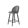 Set of 2 Barstools Grey Velvet Fabric Padded Seat Metal Legs Bar Counter Stools