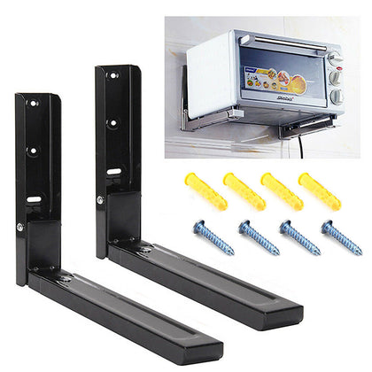 2 X Microwave Black Wall Mounting Holder Brackets With Extendable Arms 40kg load