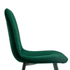 Set of 2 Dining Chair Living Room Velvet Chair with Metal Leg＆Soft Cushion Green