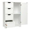 White Bathroom Cabinet Unit Drawers&Door Cupboard Storage Freestanding Furniture