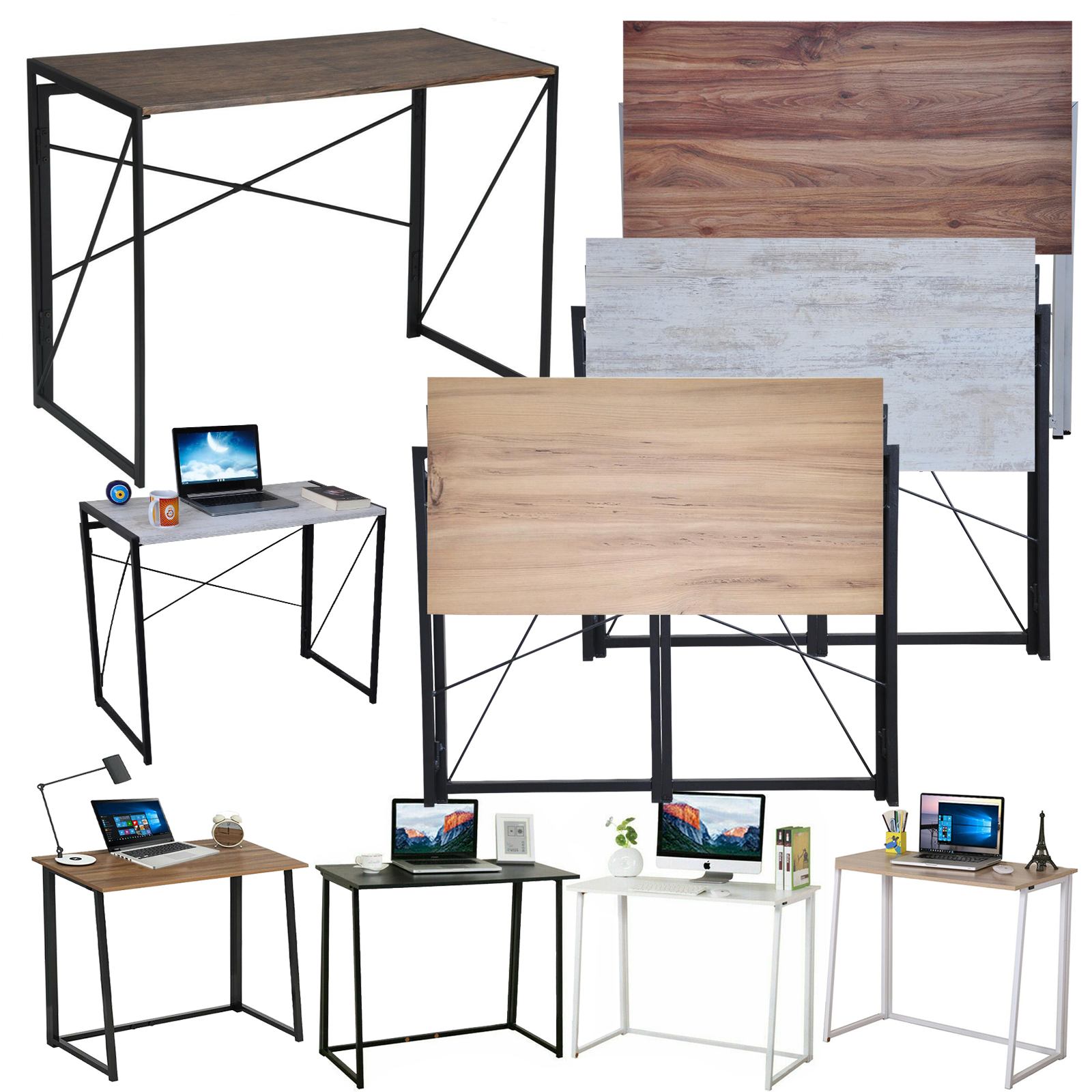 Folding Computer Desk Wooden Foldable Study Table Laptop PC Table
