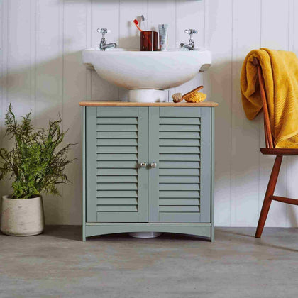 VonHaus Under Basin Sink Bathroom Storage Unit Cupboard Cabinet Grey Furniture