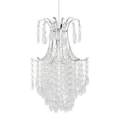 Chandelier Style Easy Fit Ceiling Light Shade Jewelled Lampshade Pendant