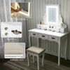 Dressing Table Makeup Desk LED Mirror Vanity Set 7 Drawers Organizer Stool White