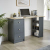 Two Tone Graphite Office Desk PC Workstation Oak Top 3 Drawer 3 Shelf Storage