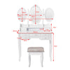 Dressing Table,3 Mirror & Stool Set (7 Drawer) Bedroom vanity Makeup Desk Black