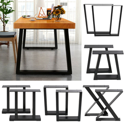 2pcs Black Industrial Metal Steel Table Leg Dining Bench Cabinet Office Desk Set